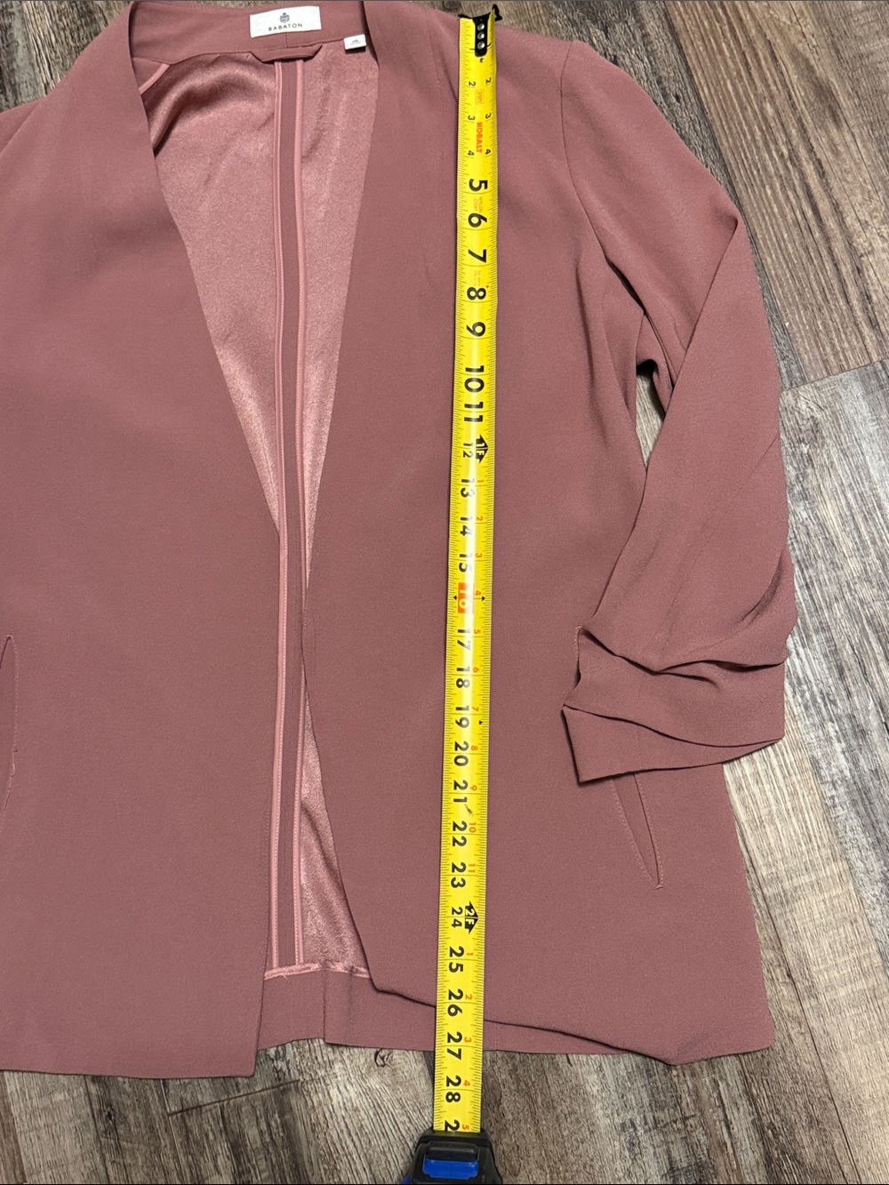 Aritzia Babaton Power Hip Blazer Relaxed Draped Open Red Willow Pink Crepe 10 - Picture 4 of 9